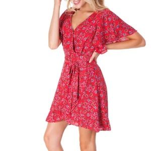 NWT JACK by BB DAKOTA 2 Ruby Friendly Fire Wrap Floral Print Dress Women